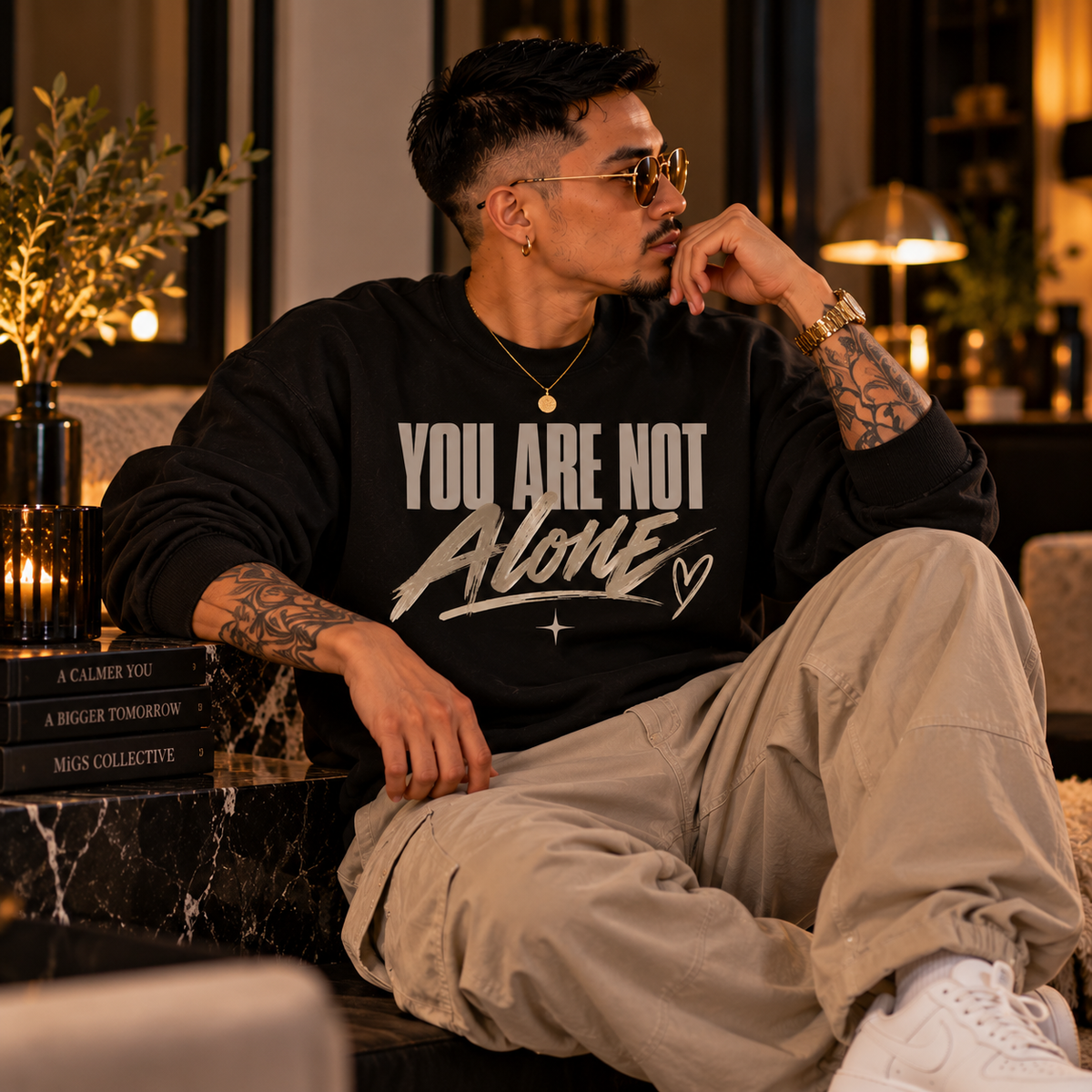 YOU ARE NOT ALONE - Mental Wellness Statement Crewneck
