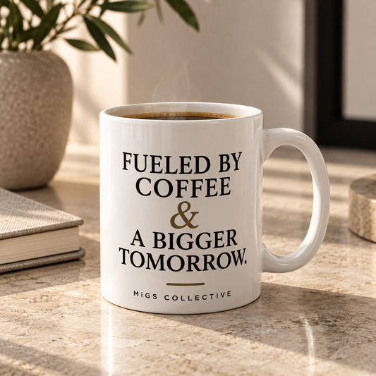 Fueled by Coffee & A Bigger Tomorrow. — MiGS Collective Mug
